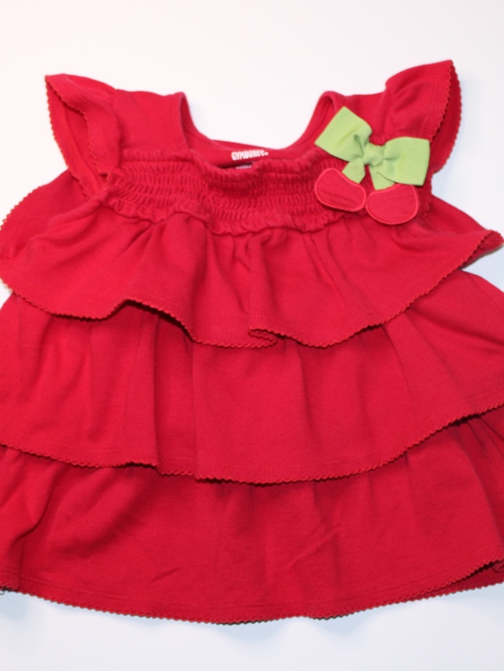 Gymboree 2T Pink Cherry Tiered Ruffle Top Flutter Sleeve Shirt